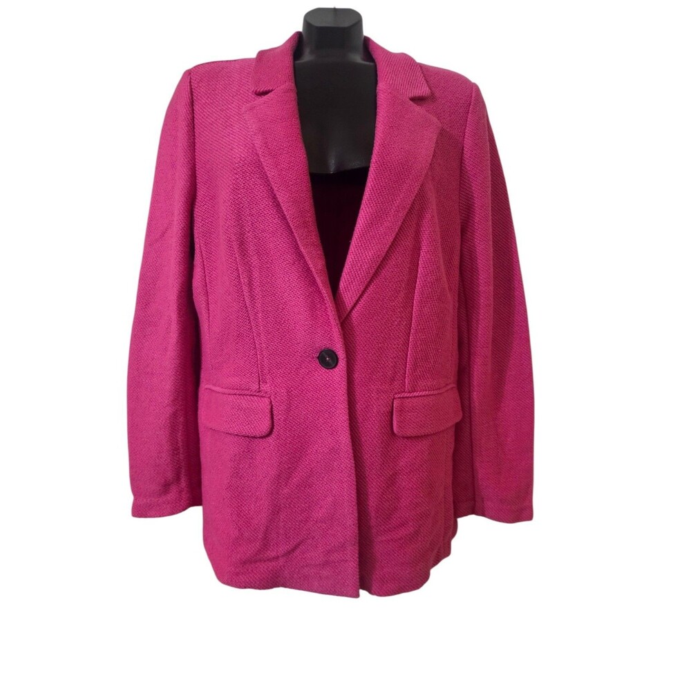 SANCTUARY X ANTHROPOLOGIE Bryce Knit One Button Blazer Pink XL K131